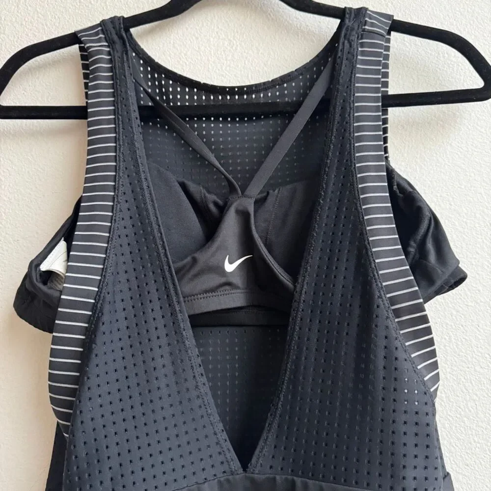 Nike Womens Swimsuit Ness9285 001 Black Large Layered Mesh Buil In Bra One Piece